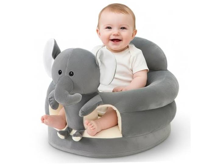 Tsawntd Baby-Sit-Up-Stuhl, niedlicher Cartoon-Grauer Elefant, Kleinkind-Sit-Up-Stuhl, Plüschsofa für Schlafzimmer, Wohnzimmer, Kinderzimmer, Wohnung, Kleinkindmöbel