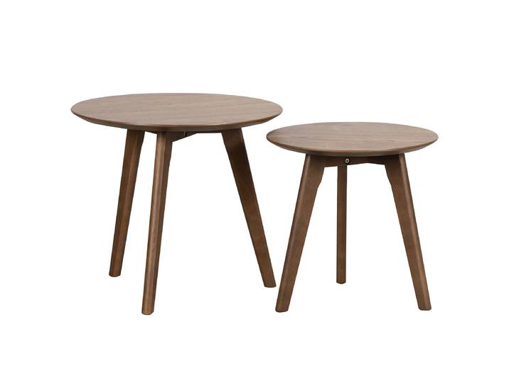 Furniertes Beistelltisch-Set Nilla 50 x 45 x 50cm Braun/Walnuss