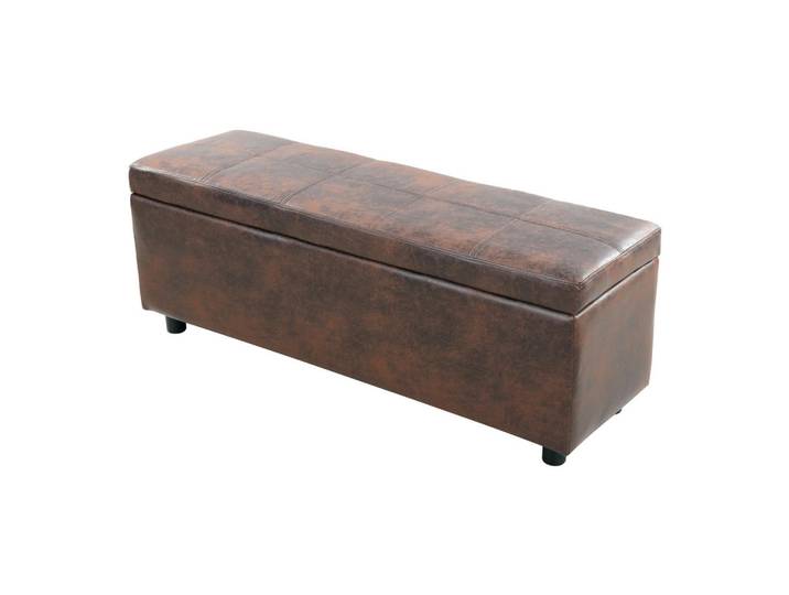 [en.casa] Truhenbank Bukit, Braun, Kunststoff, Rechteckig, 118x43x37 cm, Esszimmer, Bank, Sitzbänke