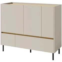 KOMMODE MURO 120/105/40cm mit 2 Schubladen 3 Türen Beige
