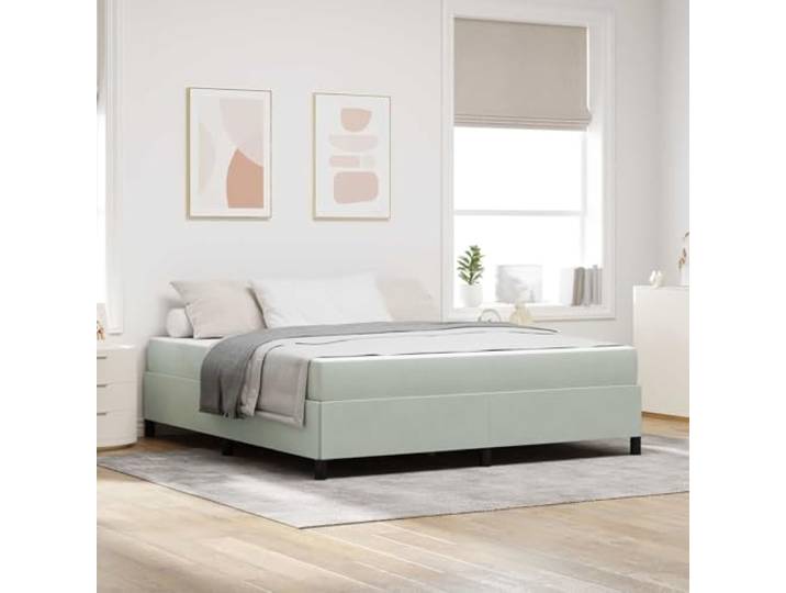 RJPLMFV Stoffbett, Hellgrau, 180 x 200 cm mit Matratze Holzrahmen, Taschenfedern, feste Latten, modernes Design
