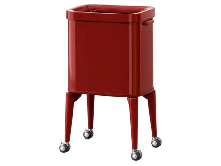 WSJJXS Mülleimer für Küche mit Rollen und Deckel Rollenbasis, Druckdeckel, Freihändige Nutzung, Platzsparend, Mehrzweck(Burgundy,Style A)