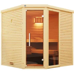 Weka Premium Massivholzsauna Cubilis 2 mit Glastür+Fenster inkl. Montageservice - 45 mm Ohne Ofen