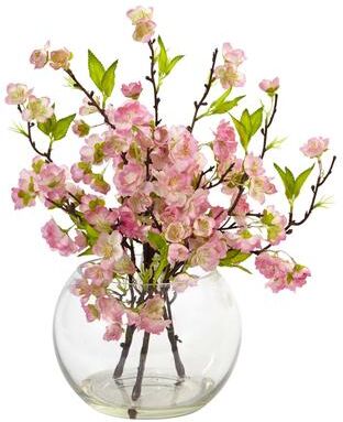 Nearly Natural Cherry Blossom in Large Vase - Not Available
