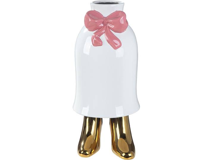 Tischvase GILDE Vase Frau Mrs. weiss H. 36 cm , weiss (weiß), B:17cm H:36cm T:15cm, Keramik, Vasen, Tischvase, Vase, Mrs., Gesichtsvase, verspielt, feminin, Geschenkidee