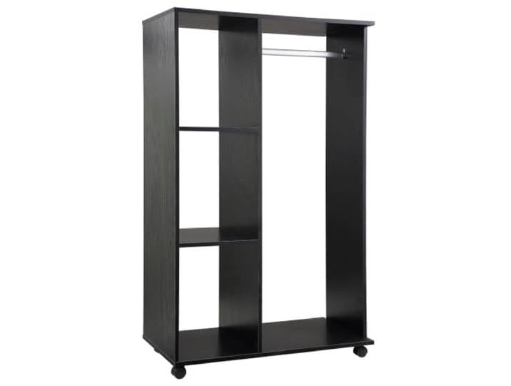 HOMCOM Armoire Penderie Meuble Rangement 4 Roulettes 80x40x128cm Noir Tringle à Vêtements\, Étagères Ouvertes\, Penderie Vêtement Dressing Roulant\, Chambre à Coucher