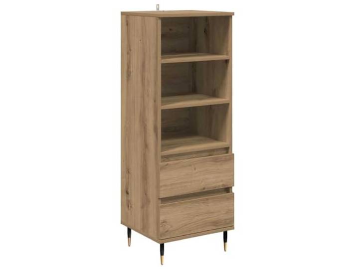 KGHFDVB Highboard Artisan-Eiche 40x36x110 cm Holzwerkstoff Mit Türen und Schubladen, Metallbeine, Regalfächer, für Wohnzimmer
