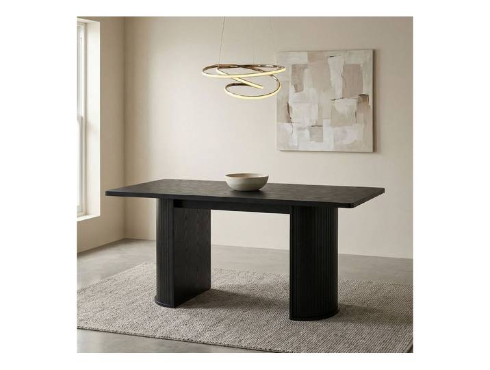 IDIMEX Esstisch GUARDA, Esszimmertisch 160x75cm mit Designfuß in Lamellenoptik MDF Schwarz