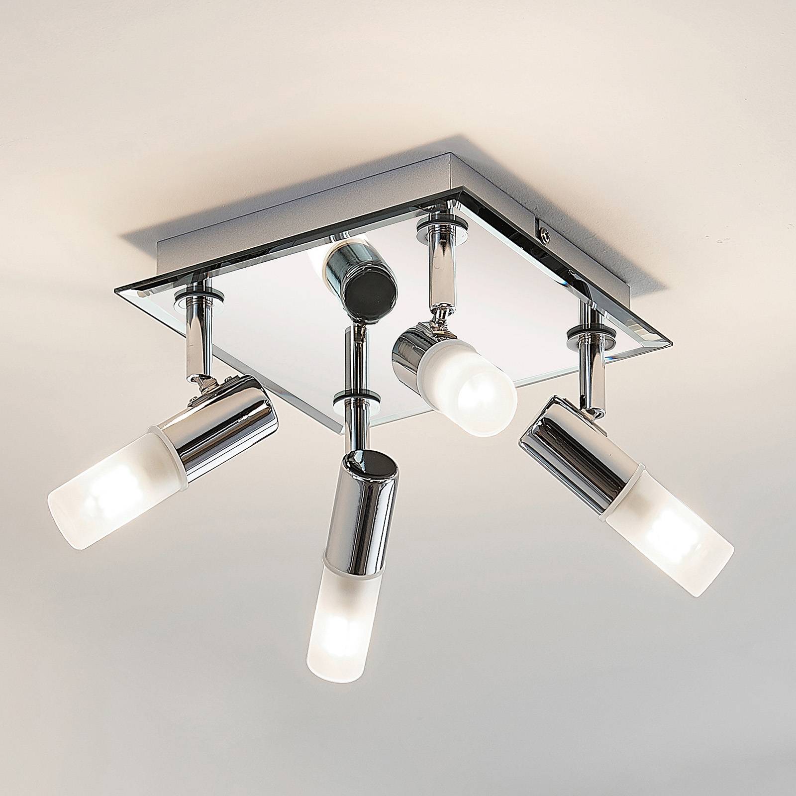 Deckenlampe Zela Lindby, dimmbar, chrom / silber, für Badezimmer, Metall, Modern, Deckenlampe