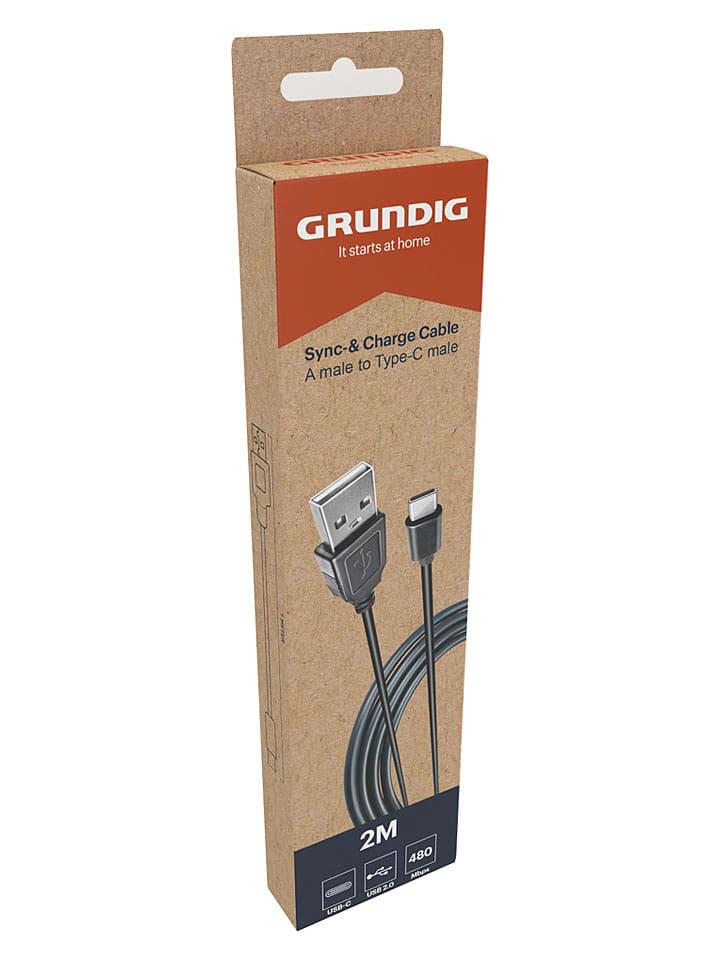GRUNDIG USB-C-Ladekabel in Schwarz - (L)200 cm - onesize