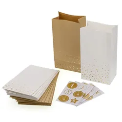 Heyda Adventskalendertüten-Set, natur-weiß-gold, 24 Stück