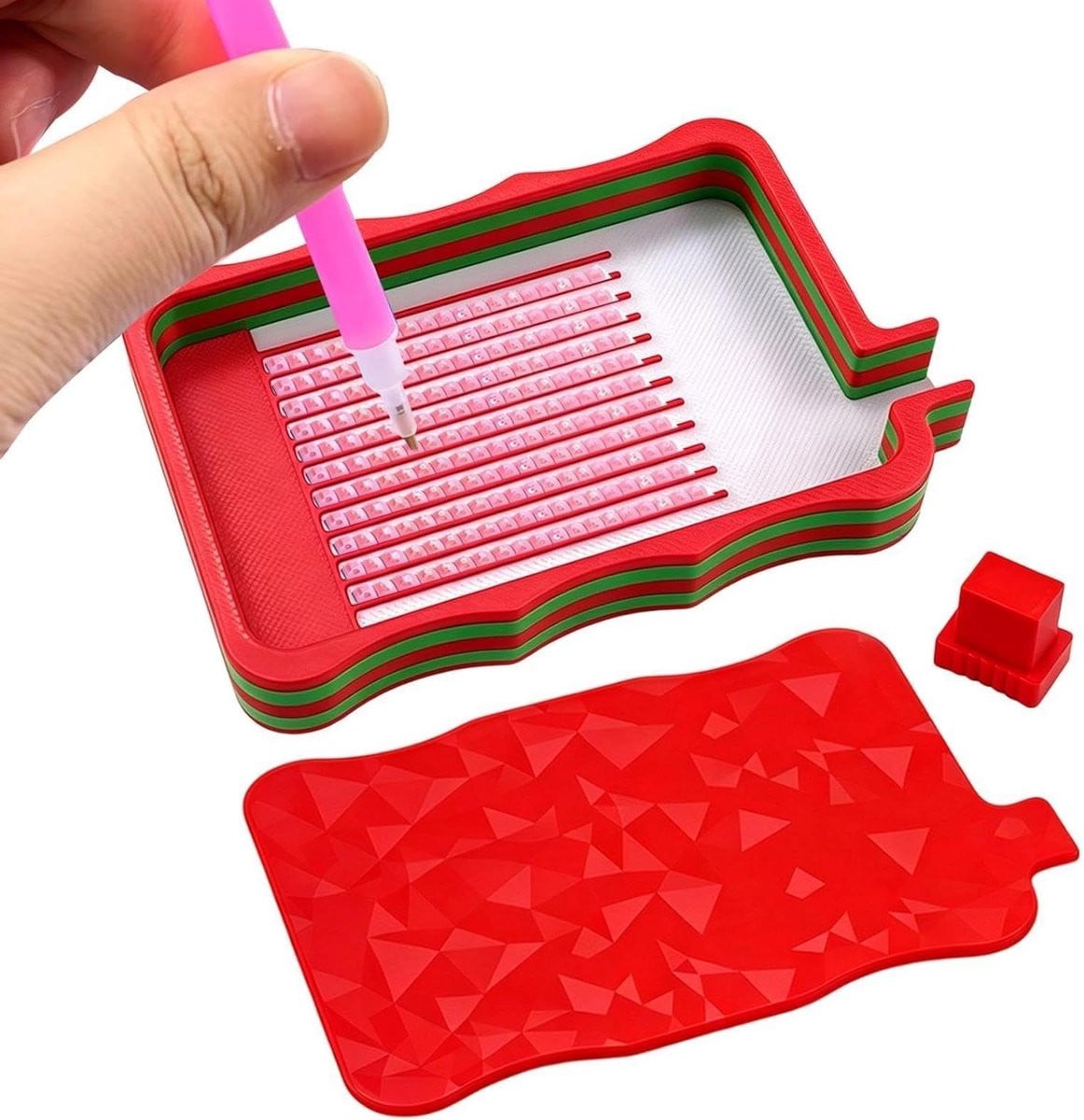 Dienblad Organizer Knutsel Sorteerbak met Kleurverloop Design - Rood - B: 6,5 cm, H: 1,5 cm