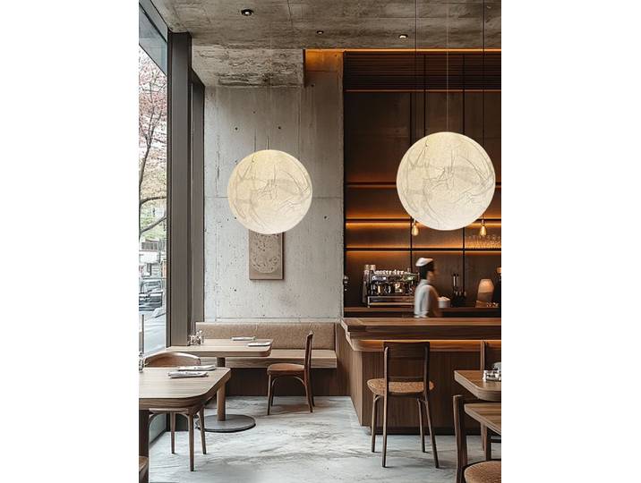 Lampe LED suspendue créative à grande sphère pour plafond, boules de lampe suspendue en papier créatif nordique pour salle à manger, café, Restaurant