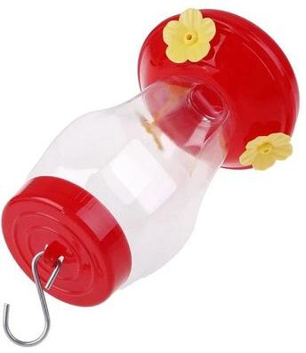 Uplifted Goods Outdoor Hanging Bird Water Feeder With Flower Design red Transparent 480ml