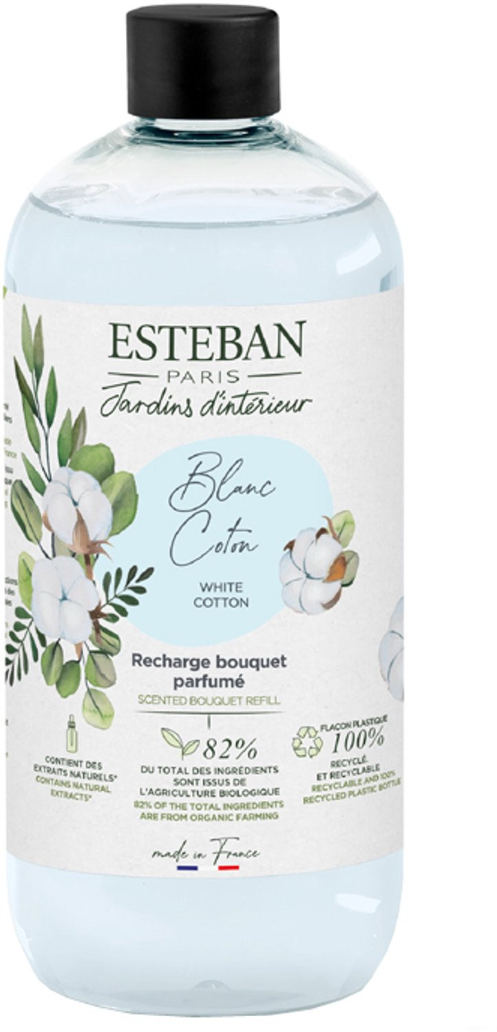 Esteban Jardins d'Intérieur Blanc Coton geurstokjes navulling 500 ml