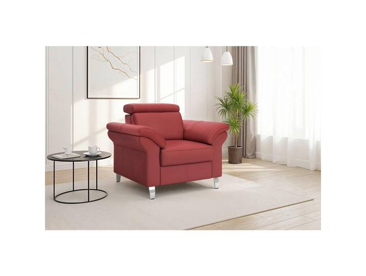 Sit & More Sessel Arngast E, Rot, Metall, Echtleder, Nappaleder, 101x84x93 cm, gepolsterte Armlehnen, Wohnzimmer, Sessel, Sonstige Sessel