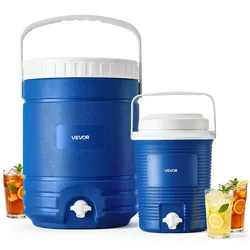 VEVOR 2 x Isolierte Getränkespender mit Tropffreiem Zapfhahn 18,1+7,5 L PP Blau Auslaufsicher, Getränkebehälter für Camping, Reisen & Gruppen, 3-Lagen-Isolierung, O-Ring-Dichtung, Tragegriffe