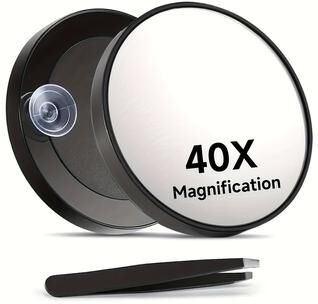 Fusion Finds Magnifying Mirror With Suction Cup & Tweezers Travel Compact Makeup Mirror For Precision Grooming Magnifying Mirror With Suction Cup & Tweezers Travel Compact Makeup Mirror For Precision Grooming