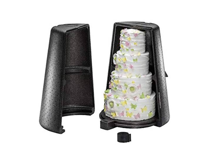 thermohauser EPP-Thermobox Etagen-Tortenständer, Schwarz Transportbox für mehrstöckige Torten bis 5 Etagen, max. Ø 46 cm, 72 cm Höhe – Isolierbox für Konditorei und Hochzeitstorte