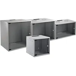 EFB Elektronik Fronttür für Wandgehäuse BASIC 12HE Glas, mit Scharnieren und Schloss inkl. Scharnier und Schloss, Serverschrank Zubehör, Grau