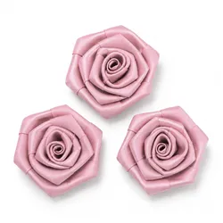 Creativery Satinrosen 6cm 3 Stück Stoffblumen zum Basteln Dekorieren Hochzeit Geschenkverpackung Blütendeko Tischdeko Handarbeit Stoffrosen Deko Blumen Altrosa