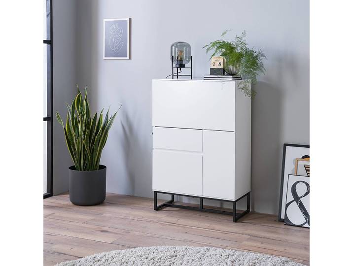 Secrétaire 75 x 115 x 40cm Blanc/Blanc