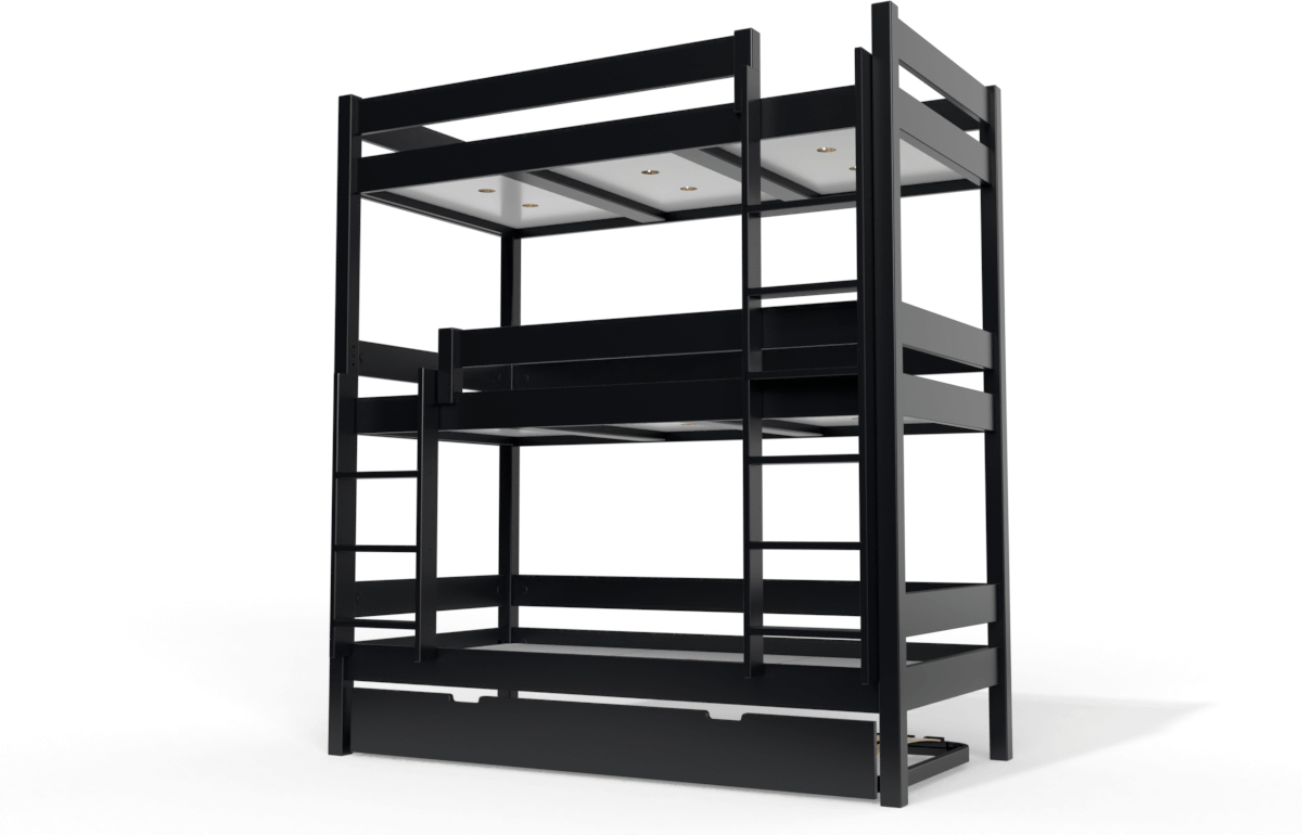 ABC MEUBLES Etagenbett 4 Plätze 90X190 holz ABC - Schwarz
