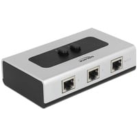 RJ-45 Umschalter, Switch grau/schwarz, 2-Port, manuell, bidirektional