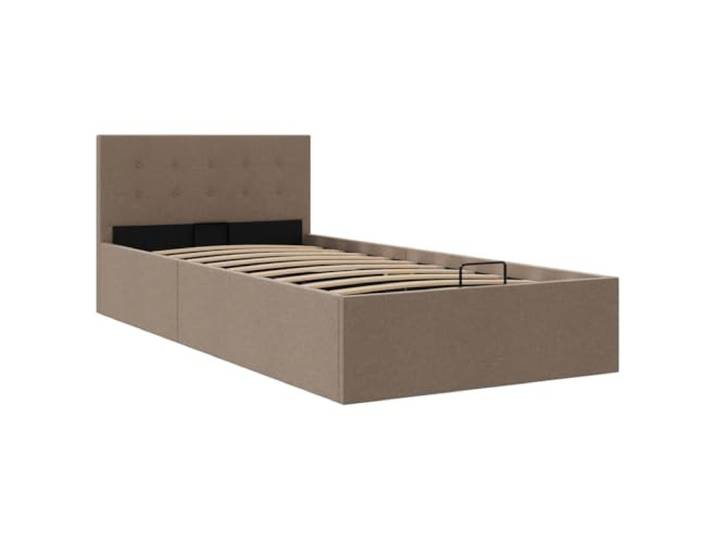KTHLBRH Gepolstertes Einzelbett taupe 90 x 200 cm Mit Stauraum, Gestell aus MDF und Stahl, leicht anzuheben, Latten im Lieferumfang enthalten
