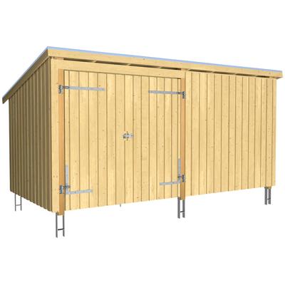 Gartenhaus PLUS "Nordic Multi", beige (natur), Holzwerkstoff, Gartenhäuser, Gartenhaus, Gartenhaus 9,5 m², mit Doppeltür, Dachpappe/Aluleisten/H-Füße