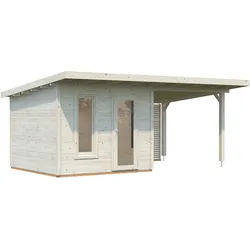 Palmako Premium Gartenhaus Grace 8,1 m2 inkl. 8,1 m2 Anbau - 56 mm naturbelassen