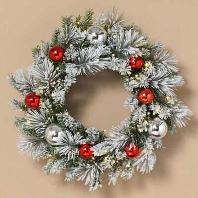 The Gerson Companies Arctic Frost Lighted Wreath White , White