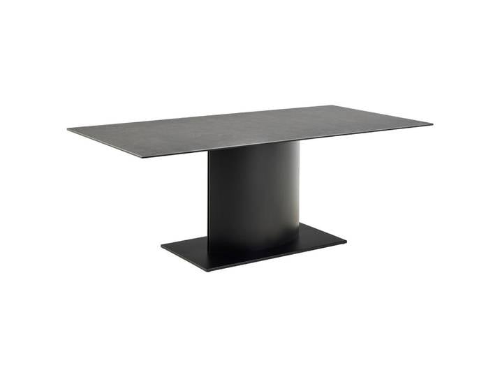 Mid.you Esstisch Marbella, Schwarz, Metall, Keramik, Marmoroptik, rechteckig, Bodenplatte, 100x75.5x200 cm, Esszimmer, Tische, Esstische, Esstische Keramik