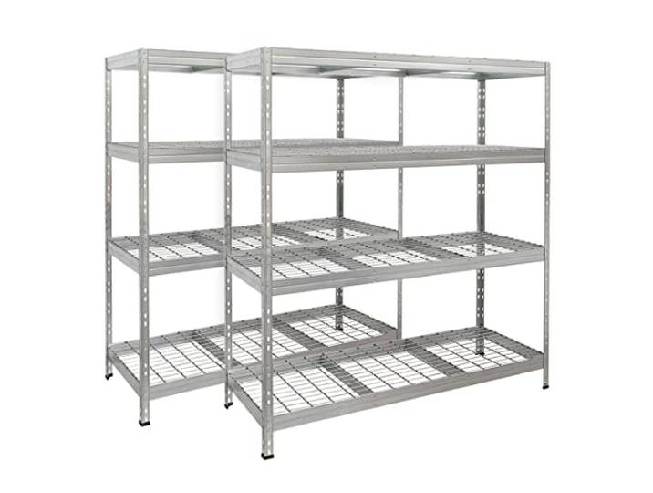 Master Regale 2er-Set Rivet Schwerlastregal mit Stahlgitter-Boden 180x150x60cm(HxBxT) 250 kg pro Boden verzinkt. Steckregal Metallregal Kellerregal Lagerregal Werkstattregal