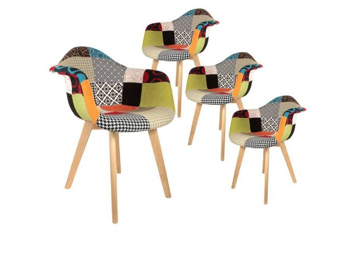 PATCHWORK - Lot de 4 Fauteuils Scandinaves Multicolore