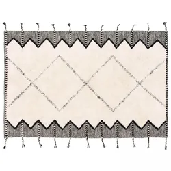Oviala Business Rechteckiger Berberteppich aus getufteter Baumwolle mit Fransen 160 x 230 cm