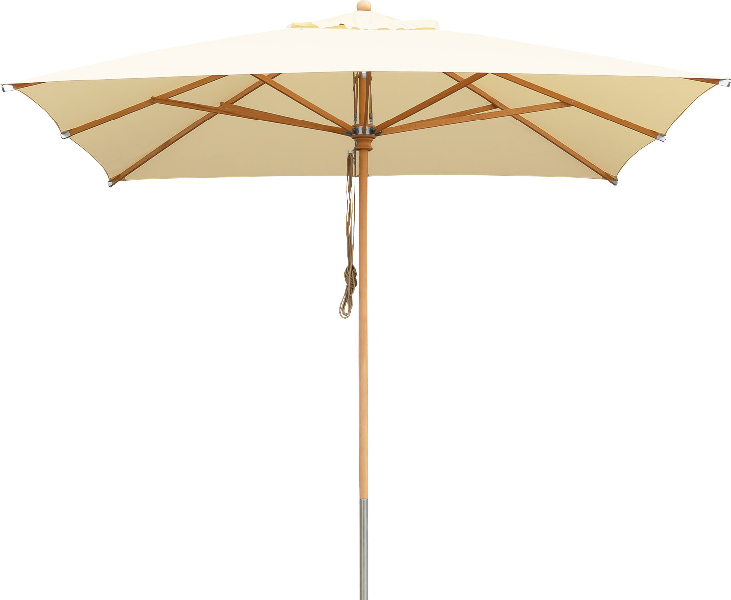 anndora Sonnenschirm - Natural - Sonnenschirm 3x3m eckig natural Buche UV Schutz - - Olefin Stoff - Stamm einteilig
