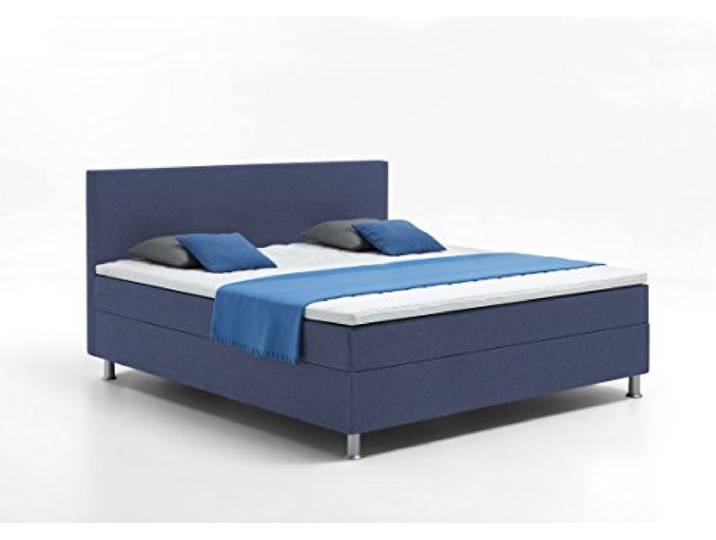 Atlantic Home Collection Edison Boxbett inklusive Rost und H3 Federkernmatratze, Blau, 180 x 200 cm