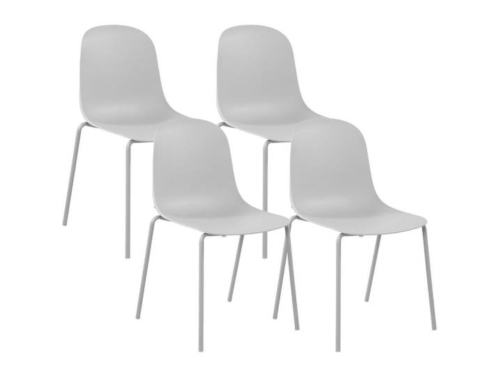 CLP Stapelstuhl 4er Set Kunststoff Hellgrau, Metall, 51x85x55 cm, Esszimmer, Stuhl