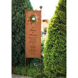 Home Deluxe Gartenstecker mit Sinnspruch "Hab Sonne im Herzen", ca. 190 x 43 x 9 cm – Edelrost