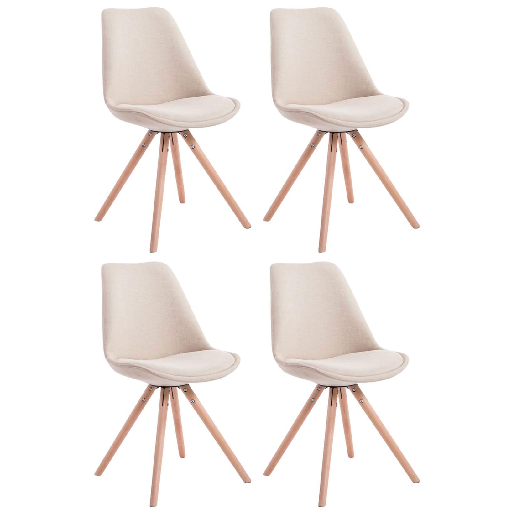 CLP 4er Set Stühle Toulouse Stoff Natura Rund - Farbe: creme, Gestellfarbe: natur