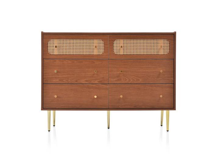 Odikalo Eckkommode Schubladenkommode Kommode Sideboard Highboard Nussbaum-H90/B120/T40 cm