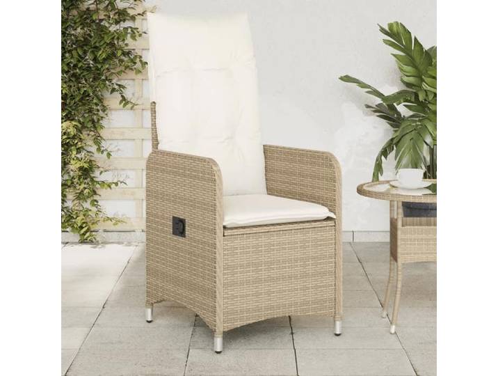 Chaises inclinables de jardin lot de 2 et coussins beige rotin fauteuil de jardin inclinable fauteuil inclinable de 365688