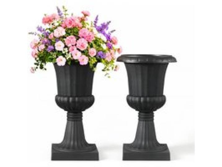 VEVOR Blumenspindel aus Kunststoff, 25x42 cm, 2er-Pack, Pflanzpokal. Pflanzkübel, Pflanzschale, schwarze Blumentöpfe, für die Veranda, Hochzeit, Party, Zuhause, Bühne, Balkon, Terrassendekoration