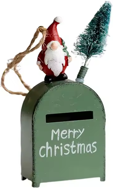 Rare Purchases Santa Claus Exquisite Cartoon Iron Mail Box, Christmas Tree Decoration Pendant, House Pendant Decoration Christmas House green