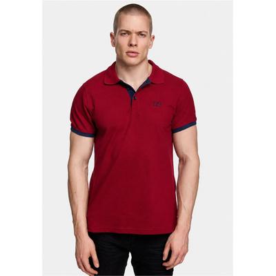 Poloshirt RUSTY NEAL "Rusty Neal Polo", Herren, Gr. M, rot (rot, blau), 100% Baumwolle, bestickt, normal, ohne Ausschnitt, Shirts, mit kontrastfarbig abgesetzter Knopfleiste