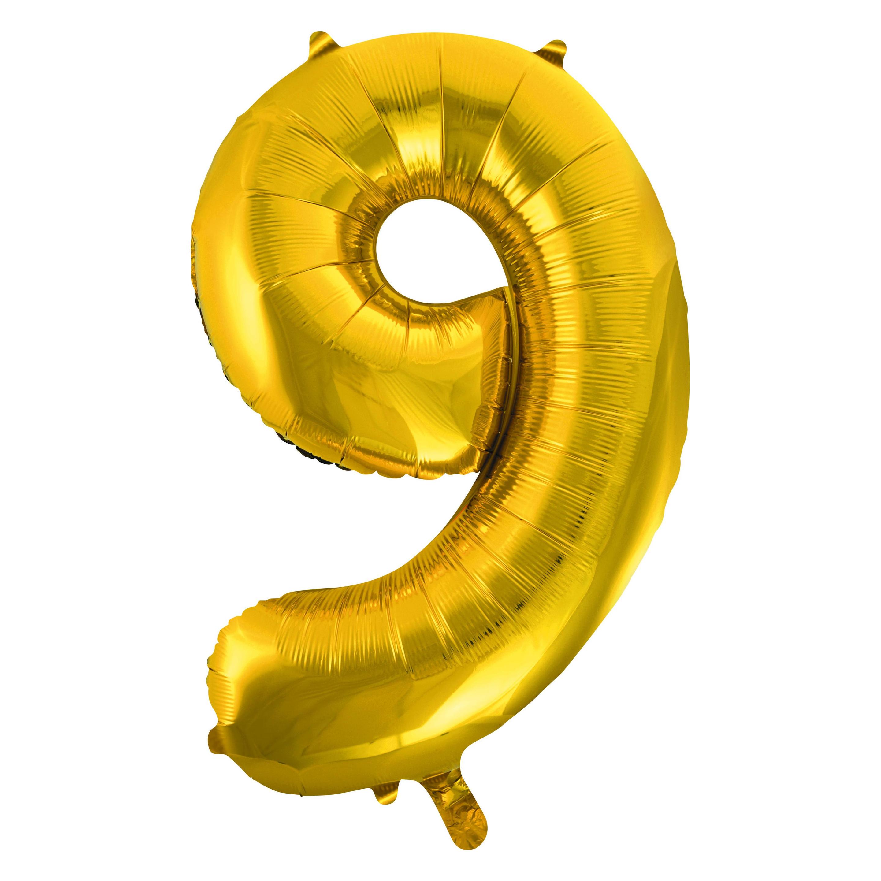 Idena Folienballon Zahl 9 65x105cm gold (1x) (22658363)