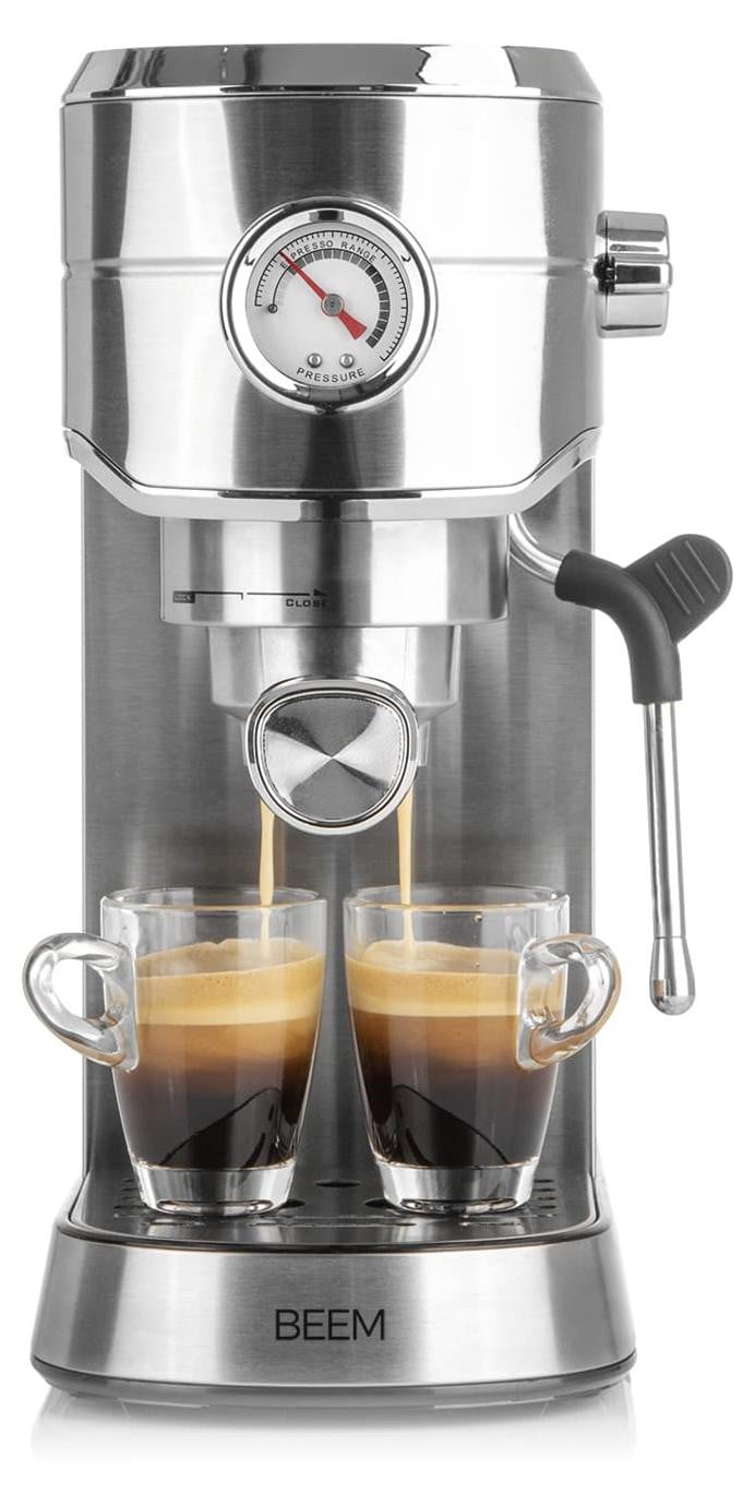 BEEM 02032 espressomachine voor gemalen koffie, 1 liter, zilver