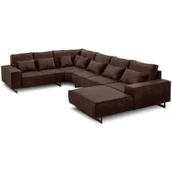 filippo Wohnlandschaft Antwerp Mikrofaser Braun Dunkelbraun 373 cm