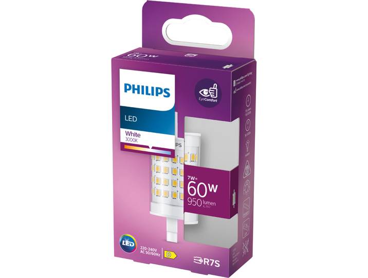 Leuchtmittel Philips Kunststoff R7s T 2.8 cm 7.5 W - Farbe: klar - LED - Lichtfarbe: Warmweiss - Leuchtmittel- LED Leuchtmittel